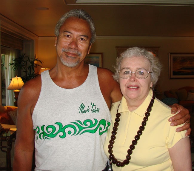 Voyager, Bill Richards, member of the Polynesian Voyaging Society, with Maxine George.
