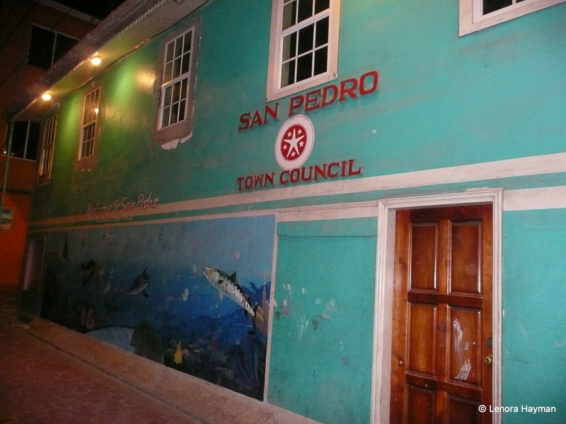 Brightly painted San Pedro Town Council building