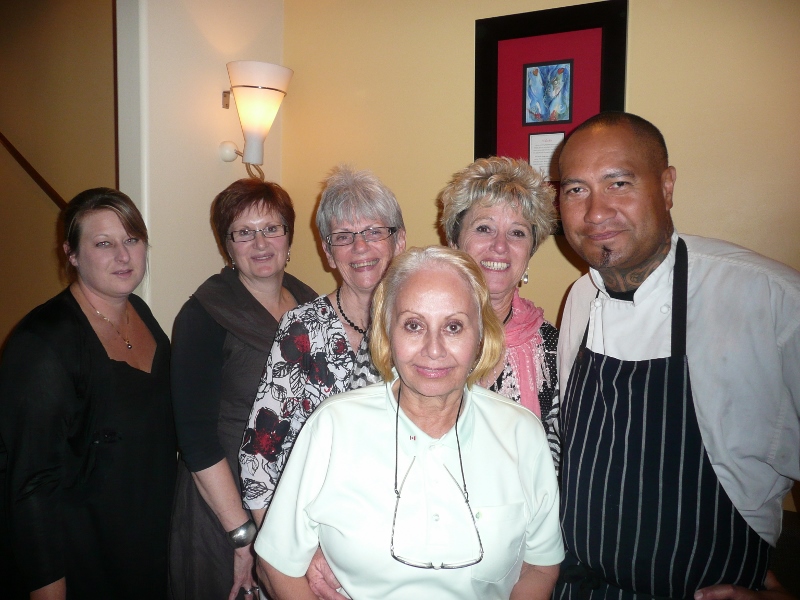 Chef Jeremy Rameka poses with Rebecca Rameka, Kelly Carter, Alda Anderson, Lenora Hayman and Robyn Vowles at the award winning restaurant Pacifica